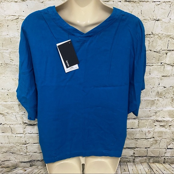 NWT Kensie Blue Linen Dolman Sleeve Linen Top - Picture 3 of 6